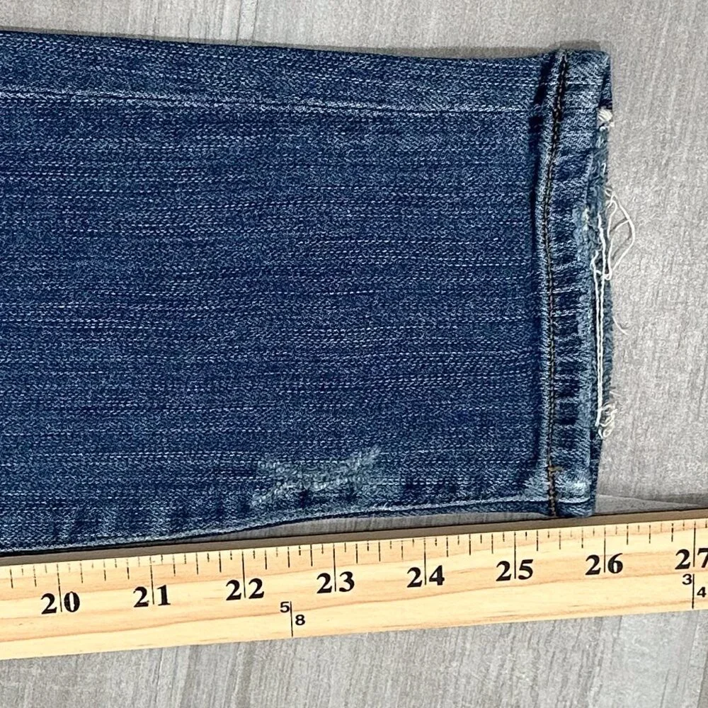 Agolde Sophie Mid-Rise Distressed Skinny Crop Jeans in Santa Fe Blue Size 26